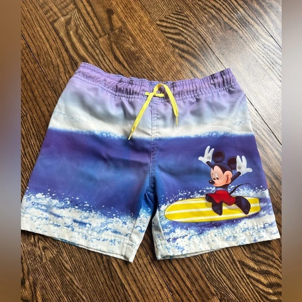 Disney Store Mickey Mouse Surfing Swim Trunks Boys XXS 2/3